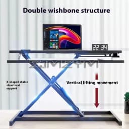 Height Adjustable 2 Tier Standing Desk Computer Stand Riser Pneumatic lifting Laptop Table Stand Workbench