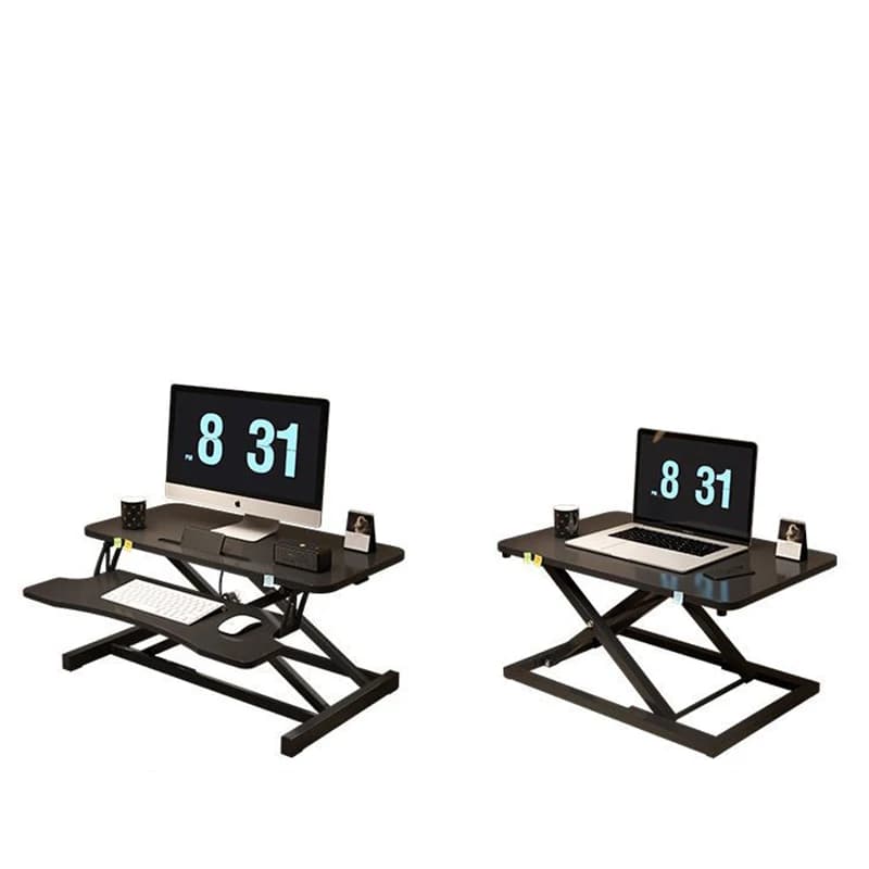 Height Adjustable 2 Tier Standing Desk Computer Stand Riser Pneumatic lifting Laptop Table Stand Workbench