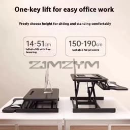 Height Adjustable 2 Tier Standing Desk Computer Stand Riser Pneumatic lifting Laptop Table Stand Workbench
