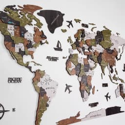 Wooden map 3D three-dimensional wall decoration wall decoration creative living room sofa office background wall
