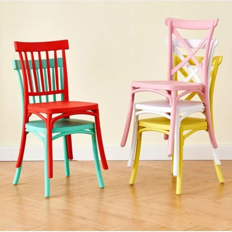 5PCS Children's Windsor Plastic Chair Home Dining Outdoor Party Living Room Plastic Back Stool Universal Design