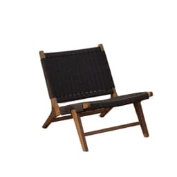 Rope Woven Solid Wood Lounge Chair, Nordic Balcony Leisure Chair, Wabi-Sabi Lazy Armchair for Small Spaces and Bedroom Decor