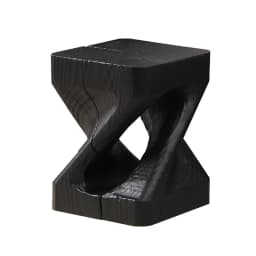 Wabi-Sabi Charred Wood Side Table Handcrafted Tree Stump Stool with Natural Texture Bedside Coffee Table for Home Decor