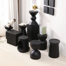 Wabi-Sabi Charred Wood Side Table Handcrafted Tree Stump Stool with Natural Texture Bedside Coffee Table for Home Decor