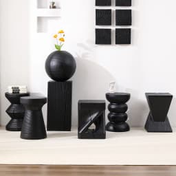 Wabi-Sabi Charred Wood Side Table Handcrafted Tree Stump Stool with Natural Texture Bedside Coffee Table for Home Decor