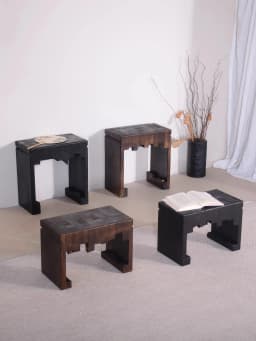 Natural Solid Wood Low Stool Retro style Home Use Living Room Change Shoes Decoration Small Stool Bedroom Grooming Small Stool