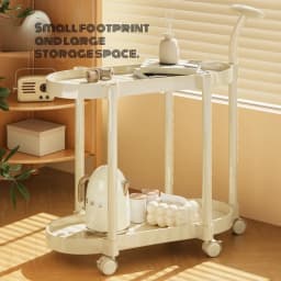 Cream Style Coffee Table Cart Creative Double-layer Snack Rack Bedroom Living Room Mobile Side Table Bedside Table Storage Rack