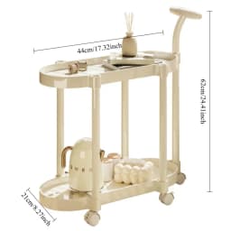Cream Style Coffee Table Cart Creative Double-layer Snack Rack Bedroom Living Room Mobile Side Table Bedside Table Storage Rack