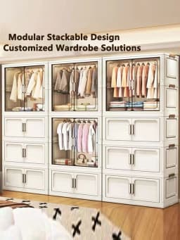 Folding Storage Cabinet Wall Mounted Foldable Locker Compact Organizer for Home Office Space Saving Design