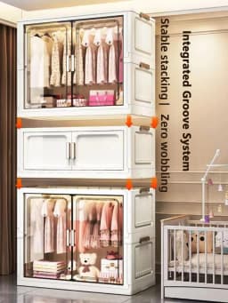 Folding Storage Cabinet Wall Mounted Foldable Locker Compact Organizer for Home Office Space Saving Design