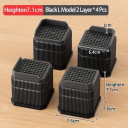 Adjustable-Height Square Furniture Risers: High Load-Bearing, Triple Anti-Slip, Ideal For Sofa, Table And Chair Leg Protection