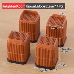 Adjustable-Height Square Furniture Risers: High Load-Bearing, Triple Anti-Slip, Ideal For Sofa, Table And Chair Leg Protection