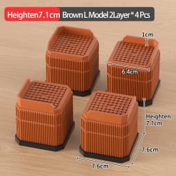 Adjustable-Height Square Furniture Risers: High Load-Bearing, Triple Anti-Slip, Ideal For Sofa, Table And Chair Leg Protection
