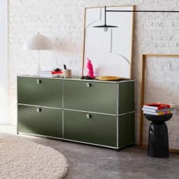 Sideboard Storage Cabinets Modular Combination Metal Frame for Living Room Office Drawers Customizable Large Storage Olive Green