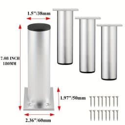 4pcs Furniture Legs Thickened Aluminum Alloy Cabinet Legs With Screws Adjustable Feet For Cupboard Sofa Kitchen Couch Bookcase