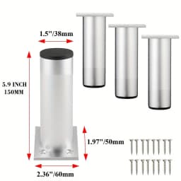 4pcs Furniture Legs Thickened Aluminum Alloy Cabinet Legs With Screws Adjustable Feet For Cupboard Sofa Kitchen Couch Bookcase