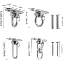 360 Rotating Swing Hangers Set 304 Stainless Steel Hanging Brackets Hammock Chair Hooks Ceiling Wall Mount Heavy Duty