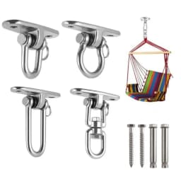 360 Rotating Swing Hangers Set 304 Stainless Steel Hanging Brackets Hammock Chair Hooks Ceiling Wall Mount Heavy Duty