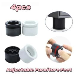 4pcs Cabinet Feet ABS Plastic Adjustable Leg Round Sofa Accessories Furniture Cabinet Legs Coffee Table Replacement Hardware