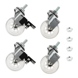 4pcs Threaded Stem Casters 2In Clear PU M8 Swivel Wheel with/without Safety Brake Nuts Office Chair Desk Baggage Quiet Smoothly