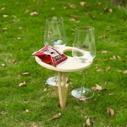 Portable Folding Picnic Table Family Lovers Outdoor Party Goblet Holder Wine Rack 2in1 Fruit Snacks Wooden Travel Dining Table