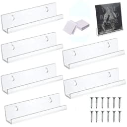 4/7/12inch Acrylic Record Display Stand Shelf Clear Wall Mounted Vinyl Record Holder Floating Shelves Record Album Storage Rack