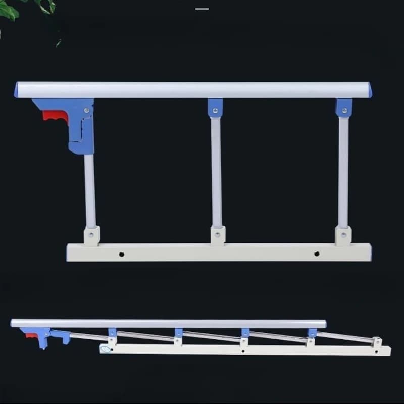 Elderly Bedside Guardrail Hospital Quality Folding Bed Guard with Heightened Auxiliary Rails for Extra Support