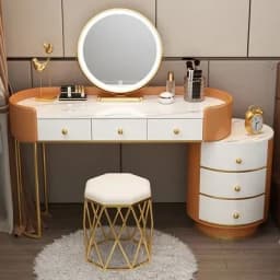 Pink White Vanity Table Women Luxury Nail European Big Stool Study Dressing Table Organizer Mesa De Maquillaje Home Furniture