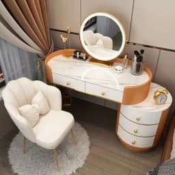 Pink White Vanity Table Women Luxury Nail European Big Stool Study Dressing Table Organizer Mesa De Maquillaje Home Furniture