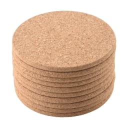 Set of 10 Cork Bar Drink Coasters - Absorbent and Reusable - 90mm, 5mm Thick