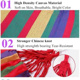 1-2 Person Cotton Rainbow Hanging Bed Capacity Stripe Hammock Swing Portable 260*80cm for Outdoor Indoor with Carry Bag
