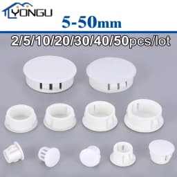 2-50Pcs White Round Plastic Snap on Hole Plug Caps Wall Cable Desk Covers Round Furniture Hole Bung 5mm-50mm