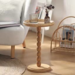 Vintage Solid Wood Tea Table,Vine Woven Coffee Table,Living Room Sofa Side Table,Circular Home Storage Desk,Modern Furniture
