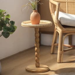 Vintage Solid Wood Tea Table,Vine Woven Coffee Table,Living Room Sofa Side Table,Circular Home Storage Desk,Modern Furniture