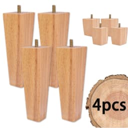 4Pcs Solid Wood Furniture Legs Replacement Furniture Feet 6/15/20cm Height Table Leg with Screws Non-slip Chair Wardrobe Feet