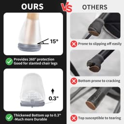 16PCS Chair Foot Cover Diagonal Leg Floor Protectors Gray with Thick Wrap Felt Pads Silicone Furniture Table Feet Protect Floors