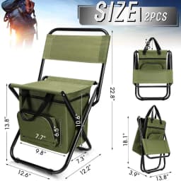 Fishing Chair with Cooler Bag Foldable Fishing Stool Supports 220Lbs Portable Backrest Lightweight Folding Chair Outdoor Camping