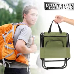 Fishing Chair with Cooler Bag Foldable Fishing Stool Supports 220Lbs Portable Backrest Lightweight Folding Chair Outdoor Camping