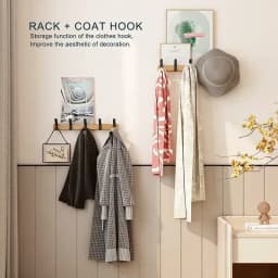 Nordic Wall Mounted Aluminum Metal Hanger Hanger Removable 5 Hooks for Towels, Hats, Bathrobes and Wooden Hangers