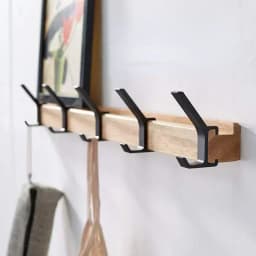 Nordic Wall Mounted Aluminum Metal Hanger Hanger Removable 5 Hooks for Towels, Hats, Bathrobes and Wooden Hangers