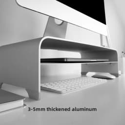 Aluminum Alloy Monitor Riser Stand Premium Ergonomic Desk Organizer Laptop Screen Holder with Storage Workstation Metal Base