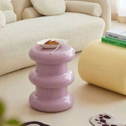 Creamy White Round Ottoman Stool with Retro Design, Multi-Functional Side Table Footrest Living Room Bedroom Entryway Home Decor