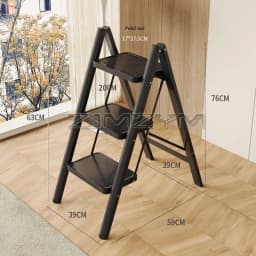 2-3 Step Ladder Folding Ladder Small Steel Step Stool Household Office Portable Herringbone Ladder With Wide Anti-Slip Pedal
