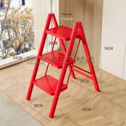 2-3 Step Ladder Folding Ladder Small Steel Step Stool Household Office Portable Herringbone Ladder With Wide Anti-Slip Pedal