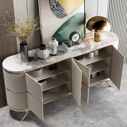 Italian light luxury rock slab dining side cabinet, simple and modern wall-to-wall foyer wall-to-wall decorative cabinet, high-e