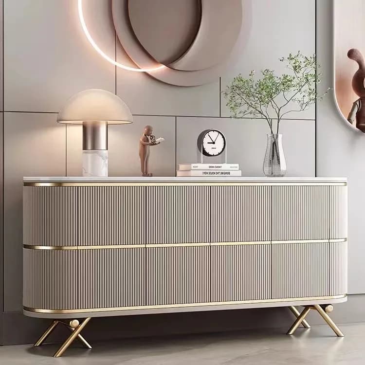 Italian light luxury rock slab dining side cabinet, simple and modern wall-to-wall foyer wall-to-wall decorative cabinet, high-e