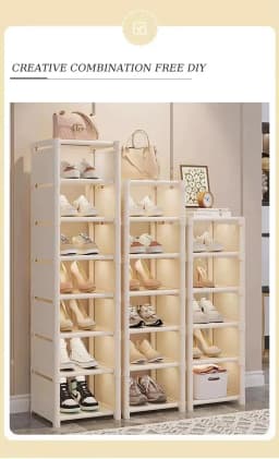 Stackable Shoe Rack, Storage Rack, Non-Woven Fabric, Space Saving Entrance, Shoe Rack, Storage Rack, Household Items