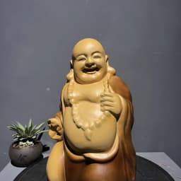 Camphor wood carving Maitreya Buddha solid wood ornaments home living room desktop home accessories