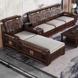 CZ New Chinese Style Solid Wood Sofa Purple Sandalwood Combination Small Apartment Modern Simple Living Room Wooden Furniture