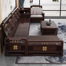 CZ New Chinese Style Solid Wood Sofa Purple Sandalwood Combination Small Apartment Modern Simple Living Room Wooden Furniture